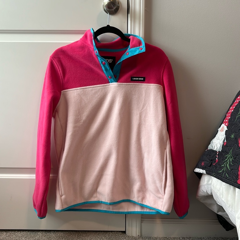 comfy pink and blue lands end fleece!
